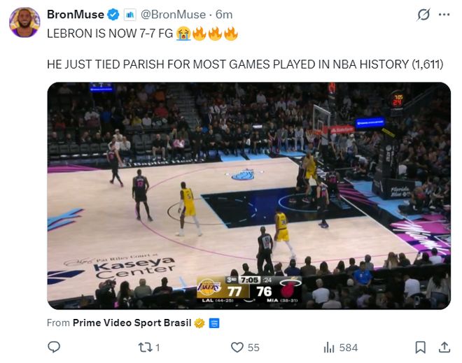 41岁詹姆斯背靠背三双追平历史纪录 湖人全胜延